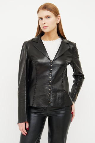 Roberto Cavalli Black Leather Jacket