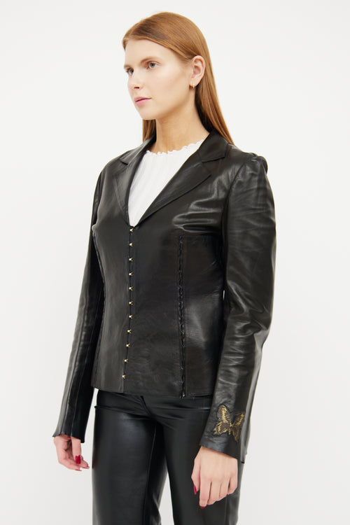 Roberto Cavalli Black Leather Jacket