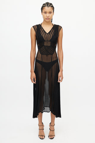 Roberto Cavalli Black Cut Out Sheer Dress