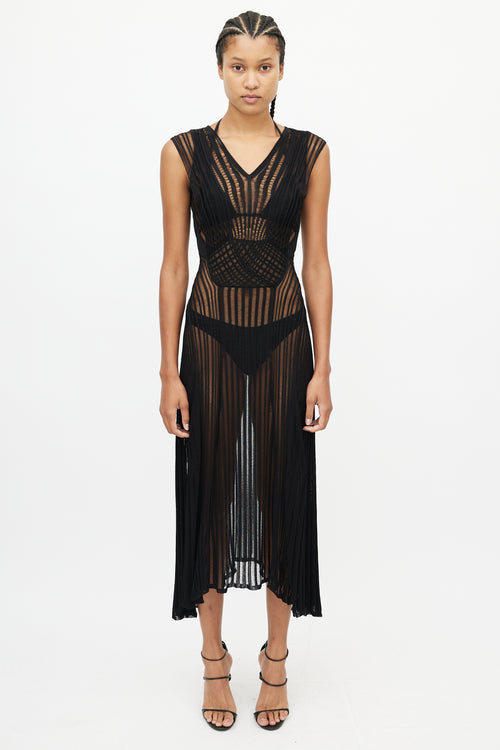 Roberto Cavalli Black Cut Out Sheer Dress