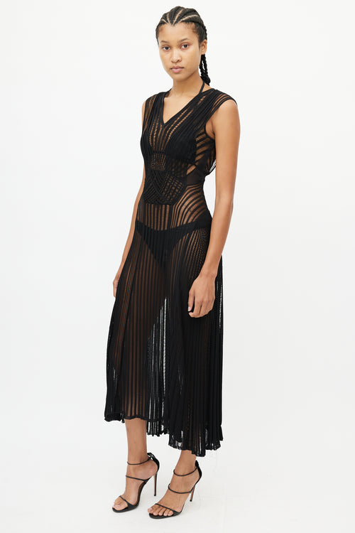 Roberto Cavalli Black Cut Out Sheer Dress