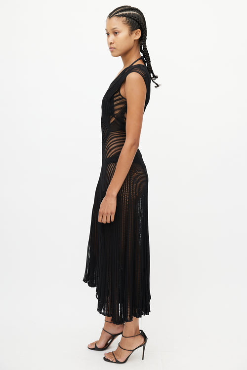 Roberto Cavalli Black Cut Out Sheer Dress