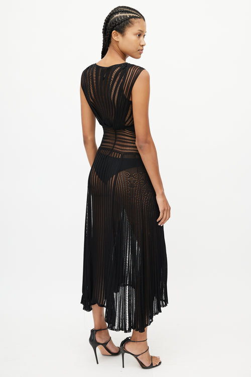 Roberto Cavalli Black Cut Out Sheer Dress