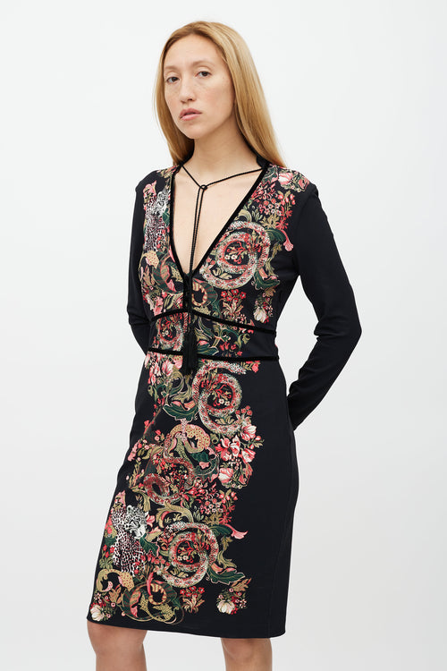 Roberto Cavalli Black 
Multicolour Floral Dress