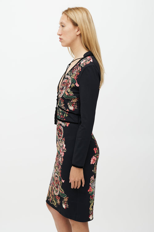 Roberto Cavalli Black 
Multicolour Floral Dress