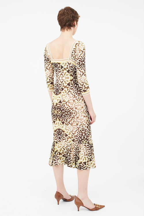 Roberto Cavalli Brown 
Multi Print Dress