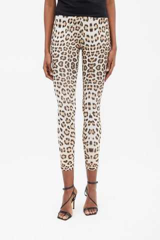 Roberto Cavalli Brown 
White Printed Legging