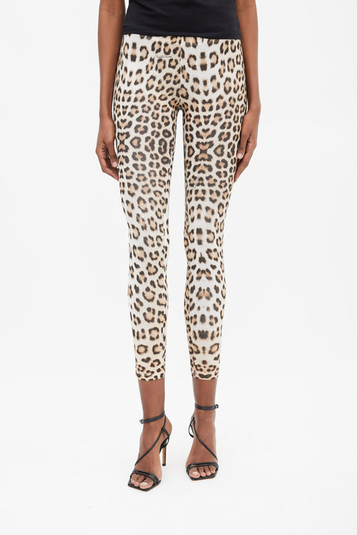 Roberto Cavalli Brown 
White Printed Legging