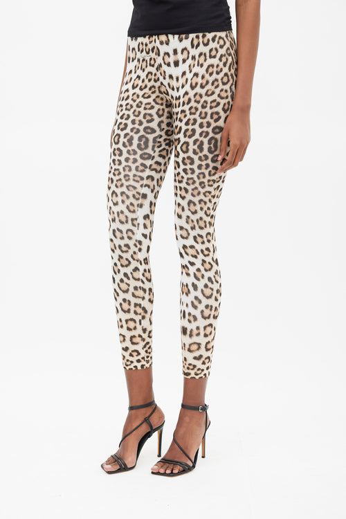 Roberto Cavalli Brown 
White Printed Legging