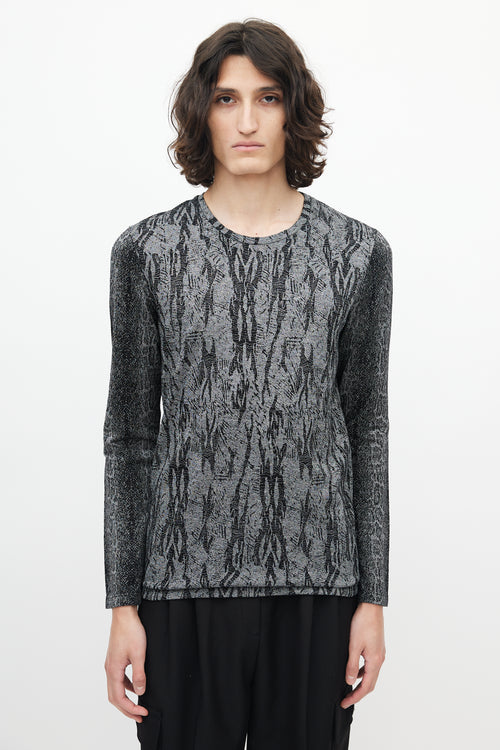 Roberto Cavalli Grey 
Black Knit Top