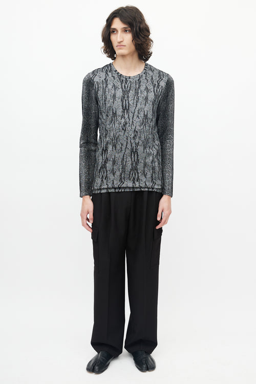 Roberto Cavalli Grey 
Black Knit Top