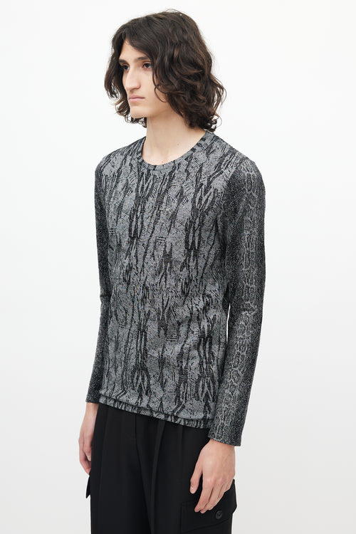 Roberto Cavalli Grey 
Black Knit Top