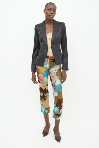 Roberto Cavalli Brown 
Multicolour Corduroy Floral Trouser