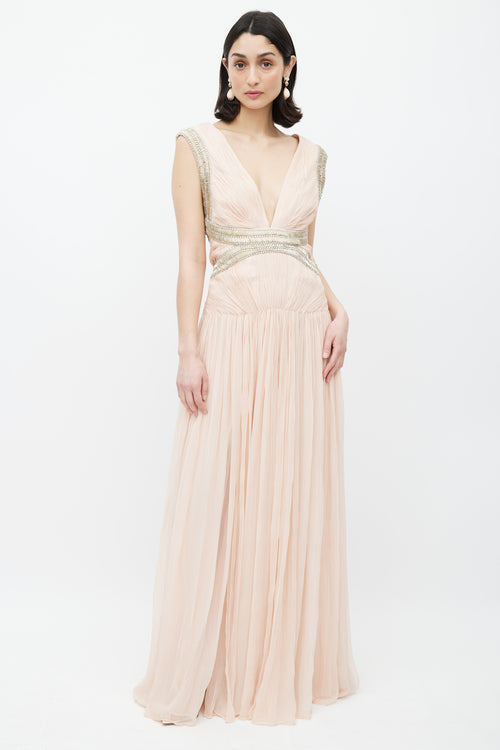 Roberto Cavalli Pink 
Multicolour Embellished Gown