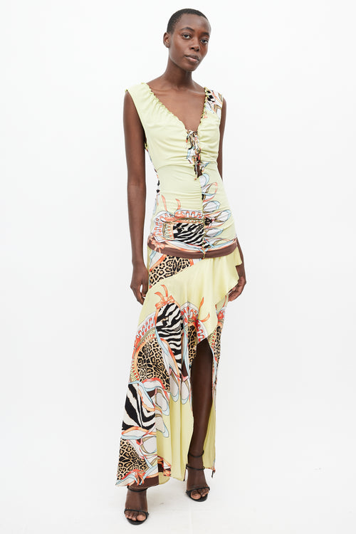 Roberto Cavalli SS 2004 Yellow 
Multi Print Top