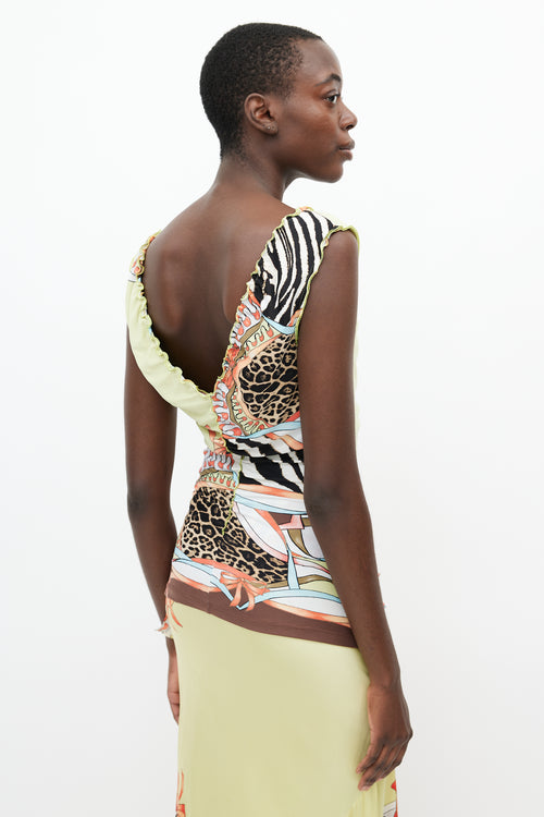 Roberto Cavalli SS 2004 Yellow 
Multi Print Top