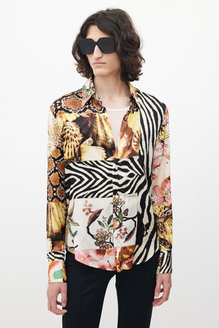 Roberto Cavalli White 
Multicolour Print Shirt