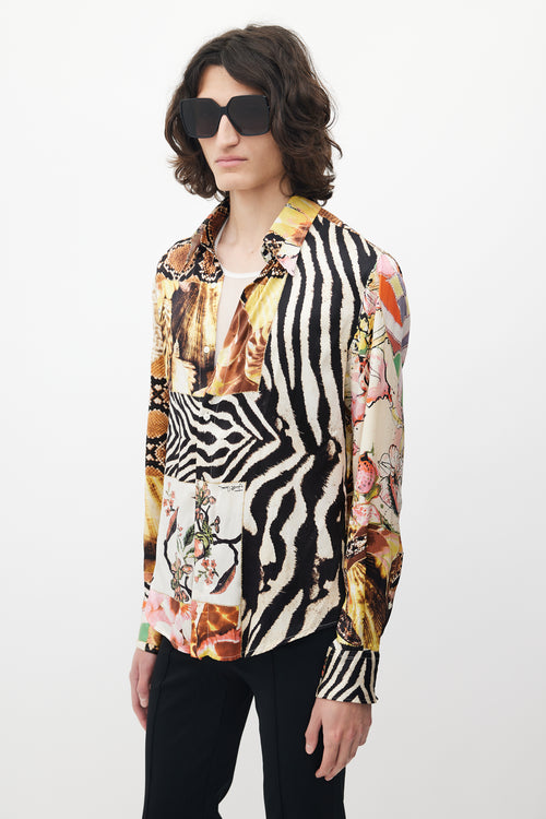 Roberto Cavalli White 
Multicolour Print Shirt