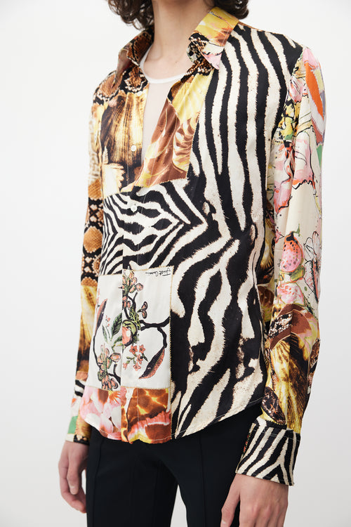 Roberto Cavalli White 
Multicolour Print Shirt