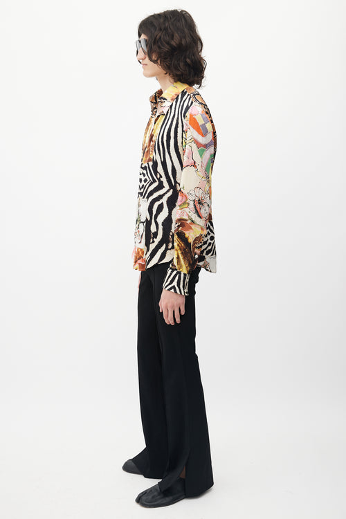 Roberto Cavalli White 
Multicolour Print Shirt