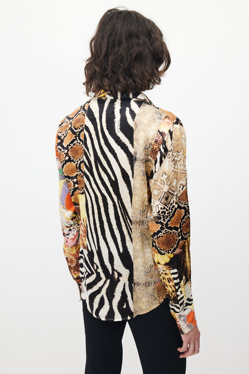 Roberto Cavalli White 
Multicolour Print Shirt