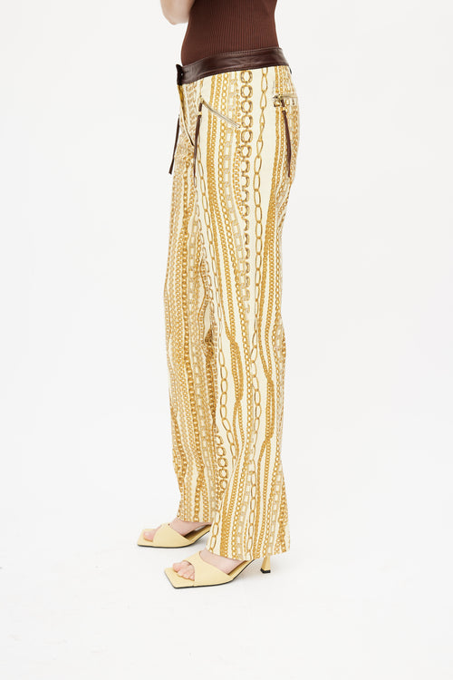 Roberto Cavalli Yellow 
Brown Chain Jeans