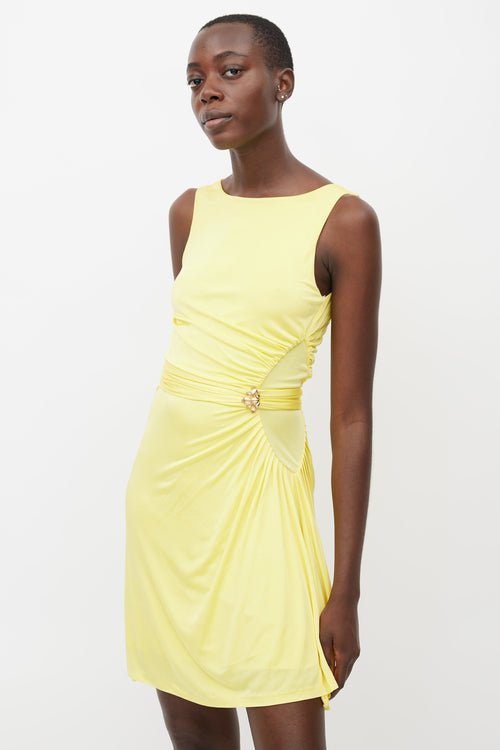 Roberto Cavalli Yellow Ruched Dress