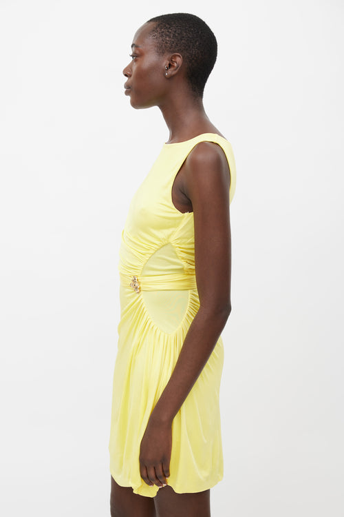 Roberto Cavalli Yellow Ruched Dress