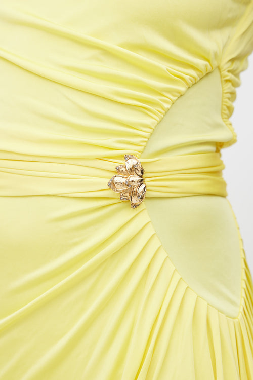 Roberto Cavalli Yellow Ruched Dress