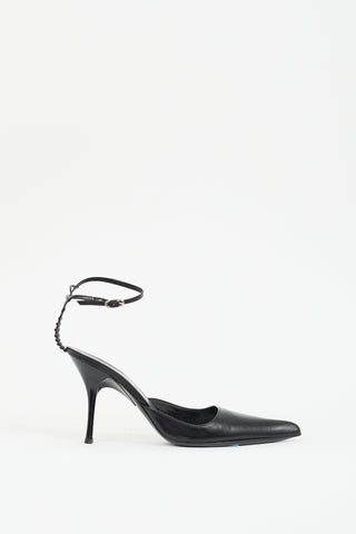 Roberto Cavalli Black Leather Pointed Pump