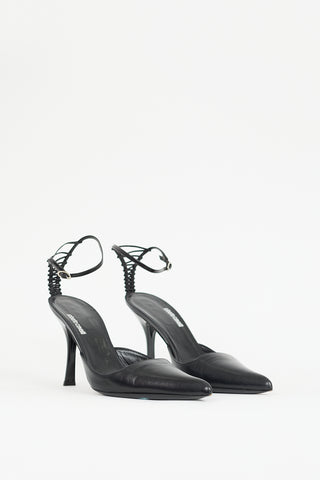 Roberto Cavalli Black Leather Pointed Pump