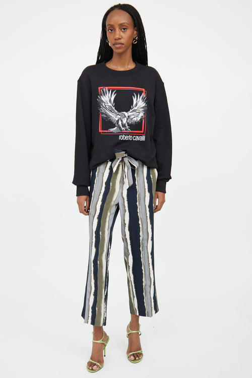 Roberto Cavalli Black 
Multicolour Graphic Crewneck