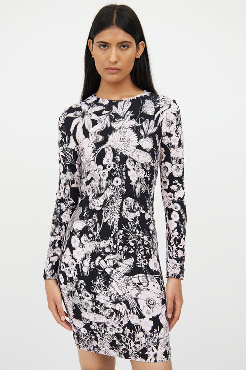 Roberto Cavalli Black 
Pink Graphic Print Dress