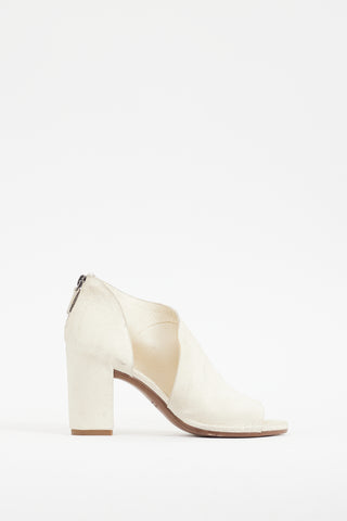 Roberto Del Carlo Cream Distressed Leather Heel