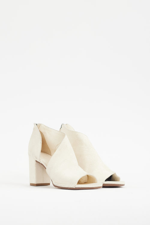 Roberto Del Carlo Cream Distressed Leather Heel