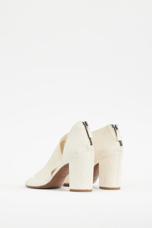 Roberto Del Carlo Cream Distressed Leather Heel