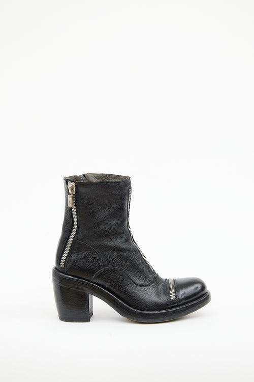 Rocco P Black Zipper Ankle Boot