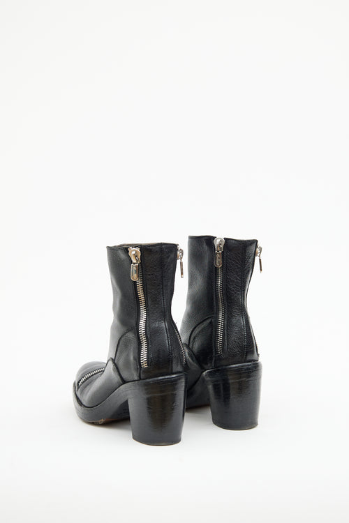 Rocco P Black Zipper Ankle Boot