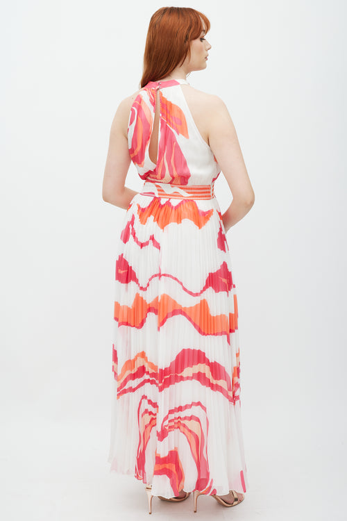 Rocco Sand White 
Multicolour Abstract Pleated Dress