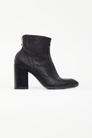 Rocco P. Black Textured Leather Ankle Boot