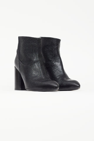 Rocco P. Black Textured Leather Ankle Boot