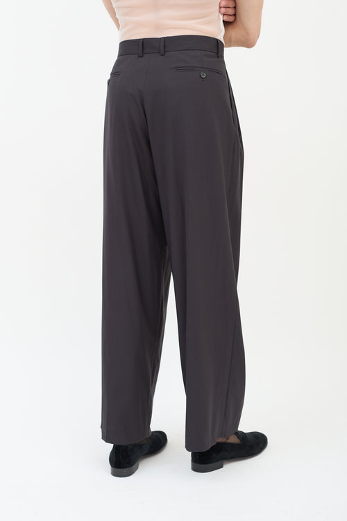 Rochas Black Wool Pleated Wide Leg Trouser