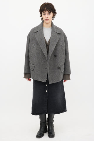 Rochas Grey 
Black Wool Houndstooth Coat