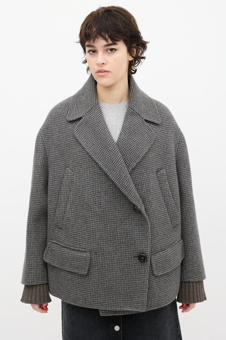 Rochas Grey 
Black Wool Houndstooth Coat