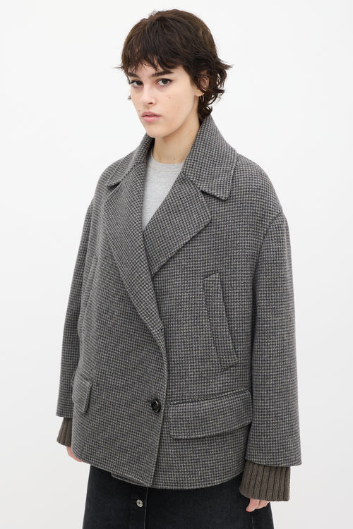 Rochas Grey 
Black Wool Houndstooth Coat