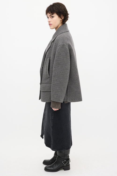 Rochas Grey 
Black Wool Houndstooth Coat