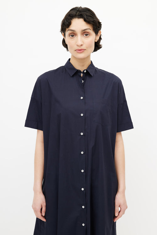 Rochas Navy Shortsleeve Shirt Dress