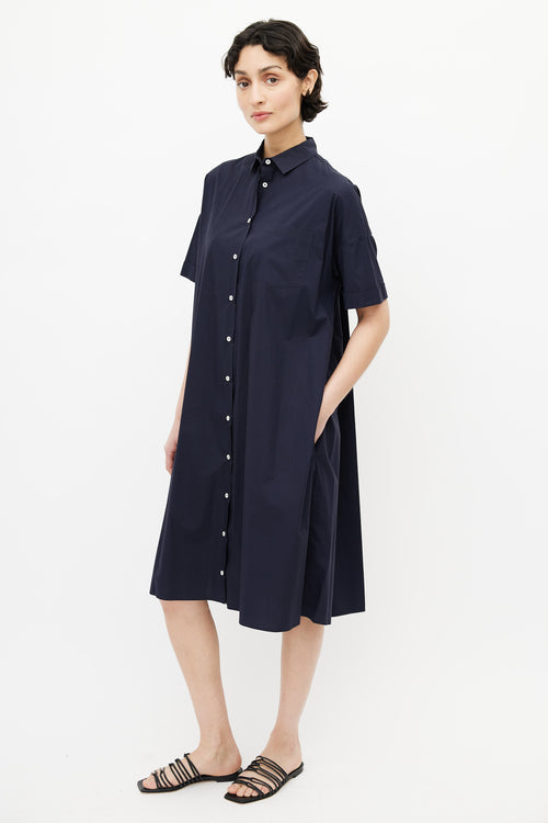 Rochas Navy Shortsleeve Shirt Dress