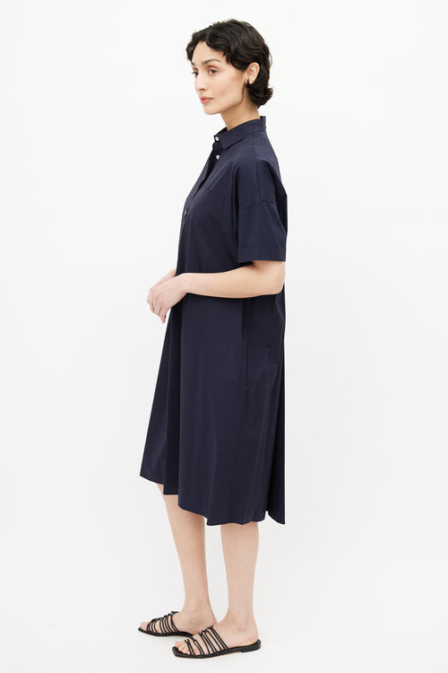 Rochas Navy Shortsleeve Shirt Dress