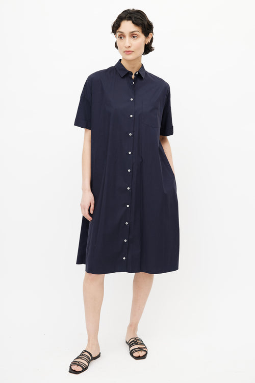 Rochas Navy Shortsleeve Shirt Dress